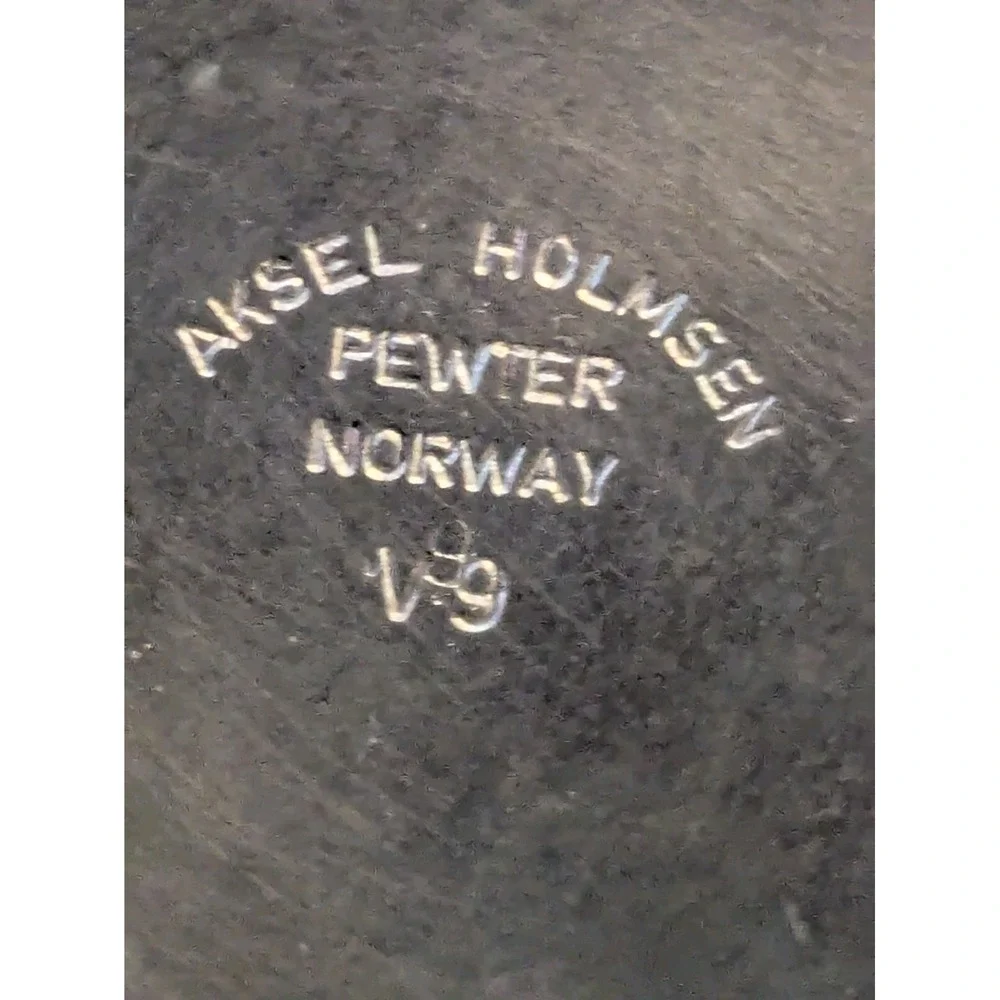 Vintage Aksel Holmsen V9 MCM Norway Pewter Metal Small Round Vase Norwegian 7 In